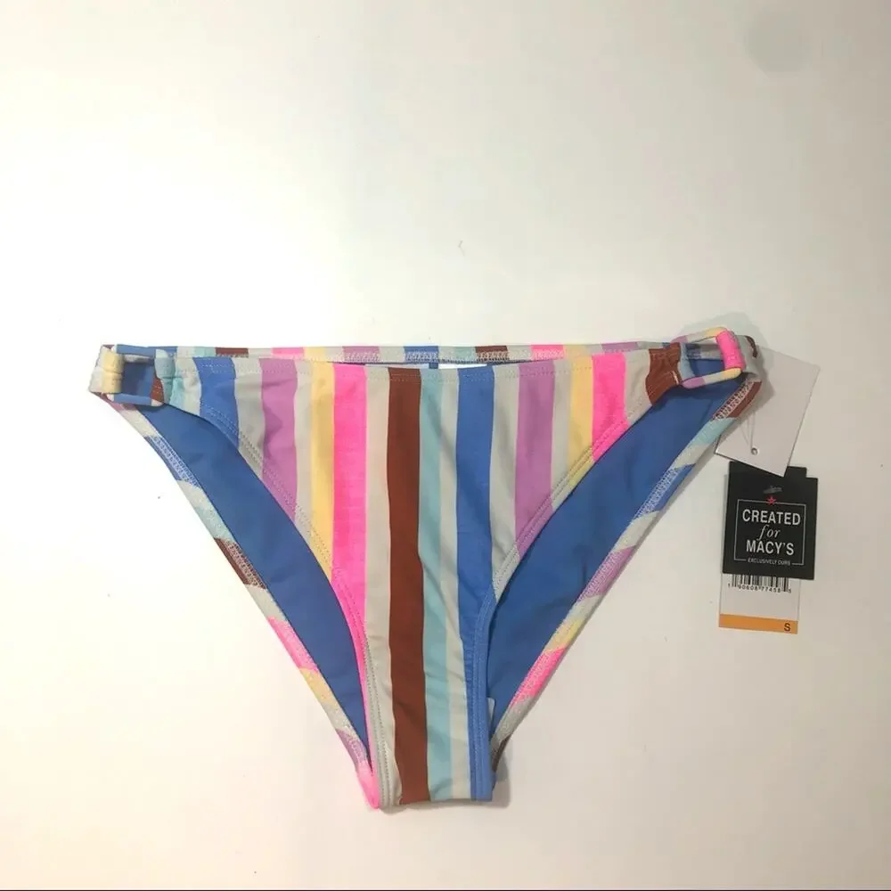 California Waves Stripe Hipster Bikini Swim Bottom